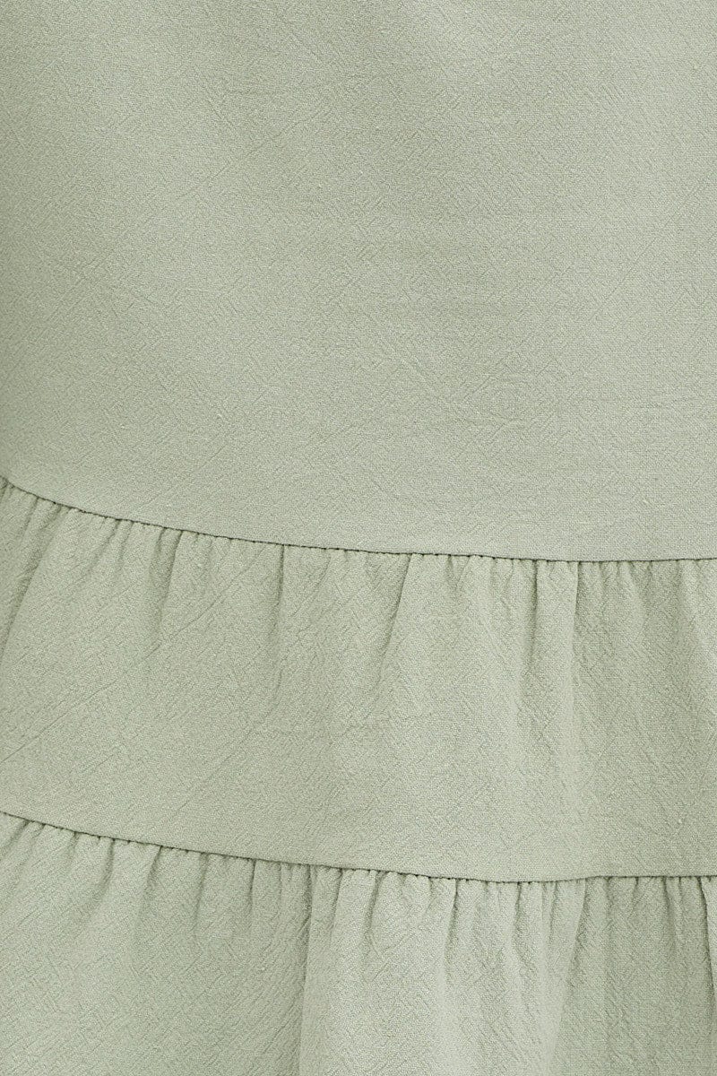 Green Smock Top Long Sleeve