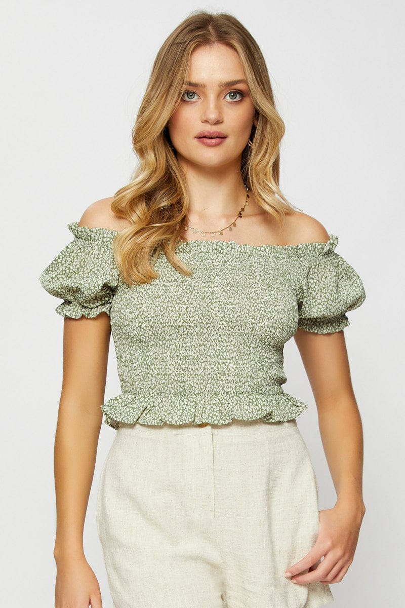 Geo Print Workwear Top Short Sleeve