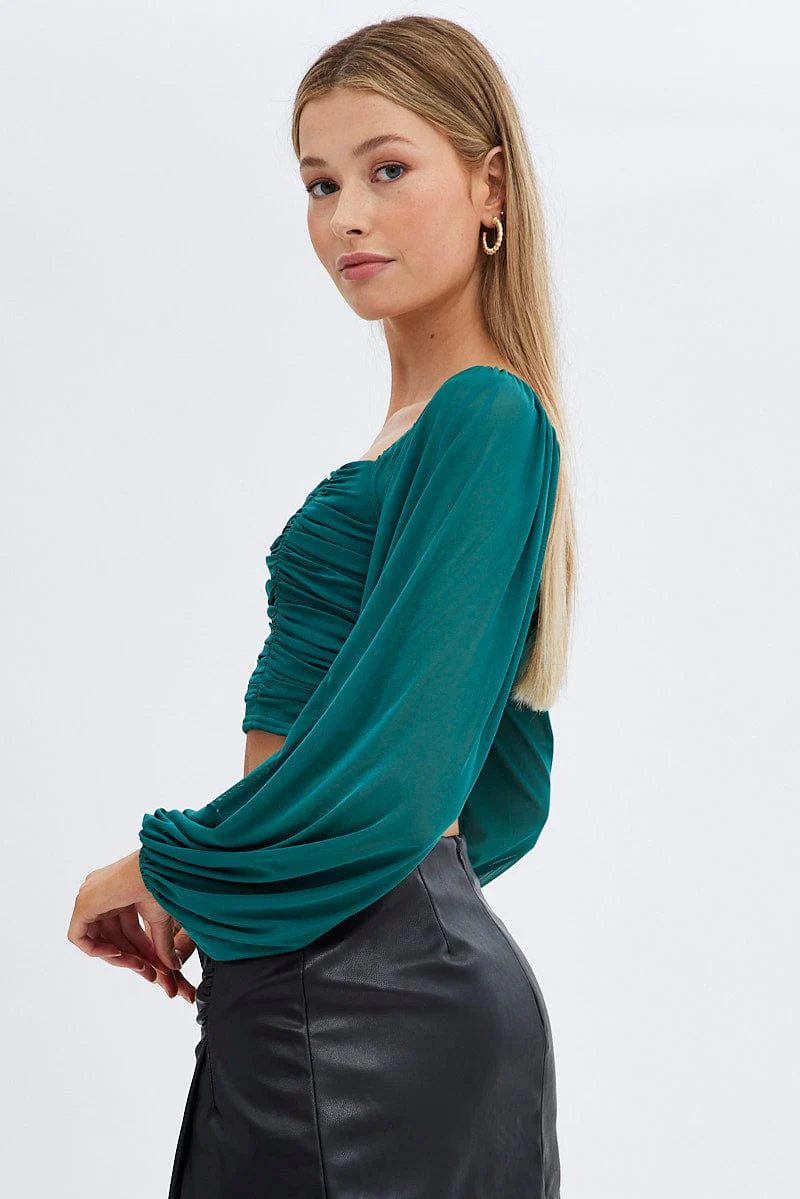 Green Bubble Top Long Sleeves