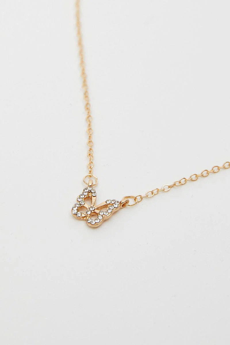 Gold Butterfly Charm Necklace