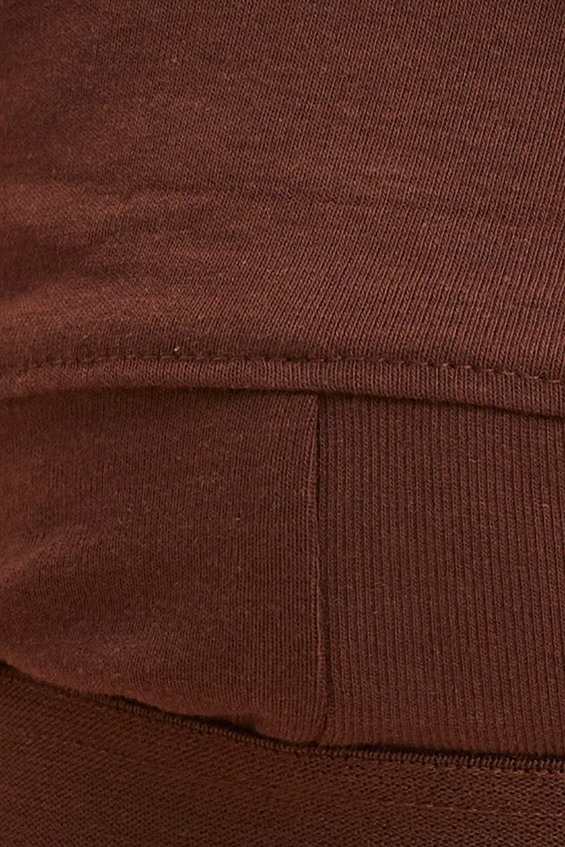 Brown Triangle Bralette Cotton Stretch Seam Detail