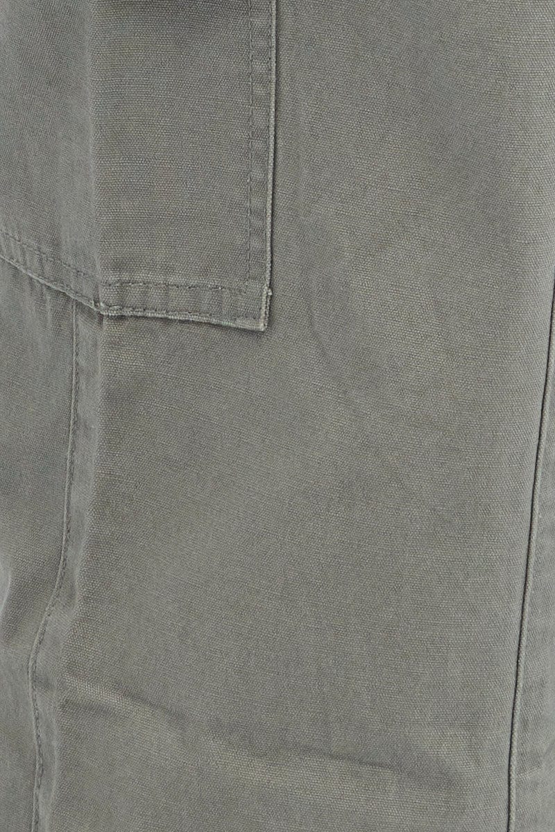 Grey Cargo Pants Mid Rise