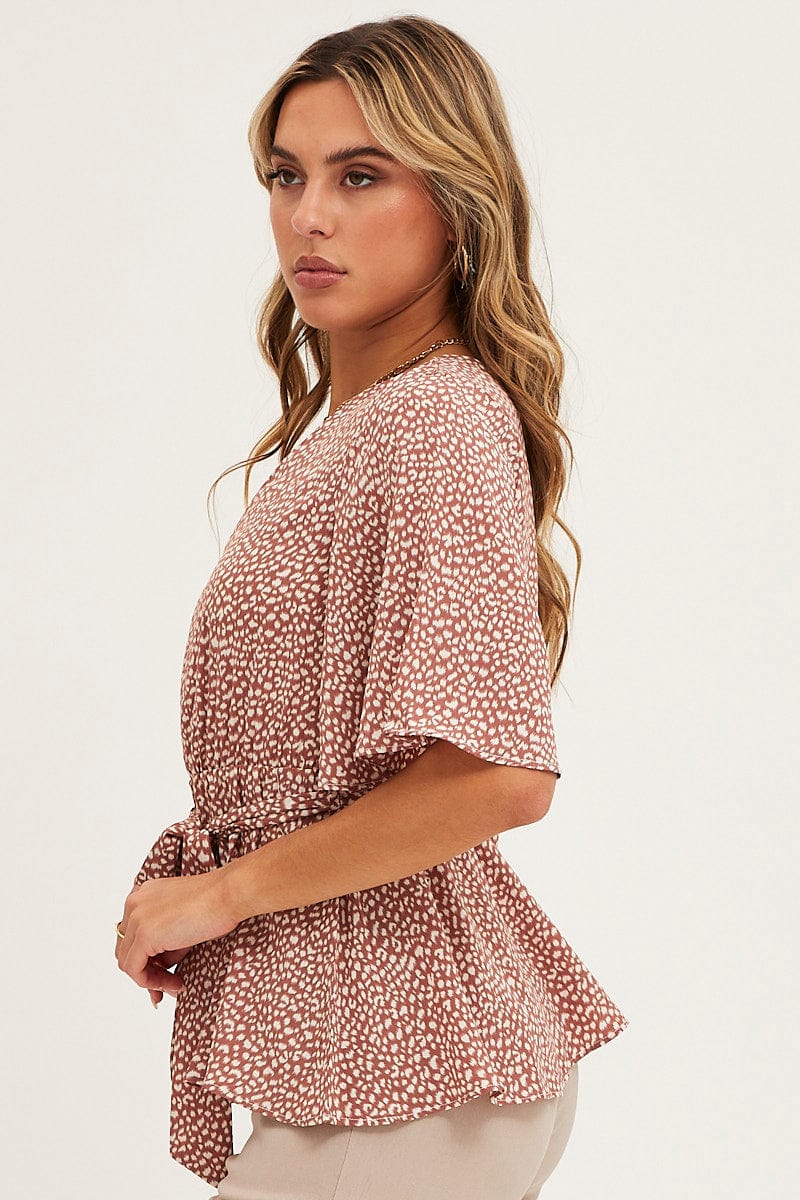 Geo Print Bell Sleeve Top