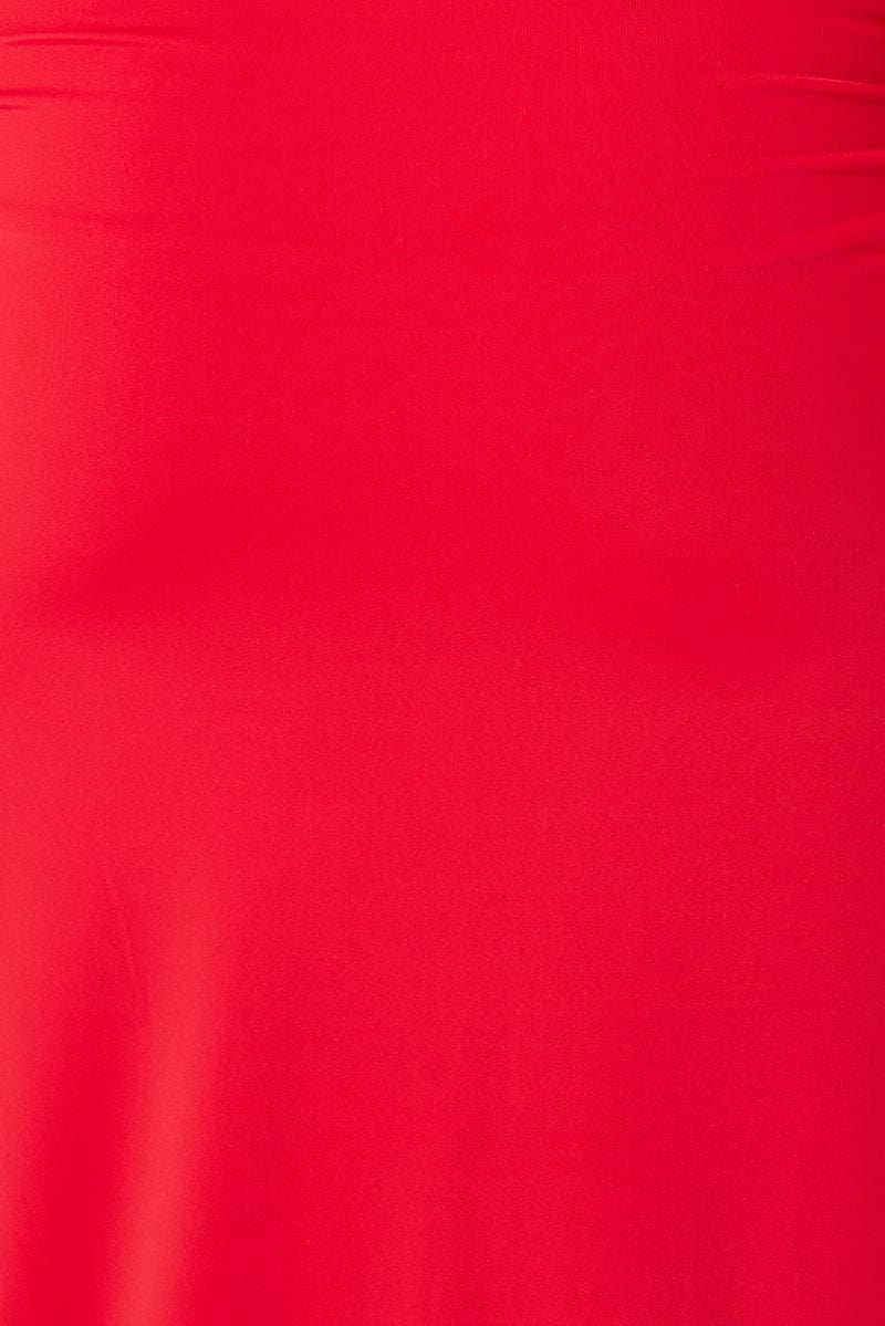 Red Ruffle Maxi Skirt