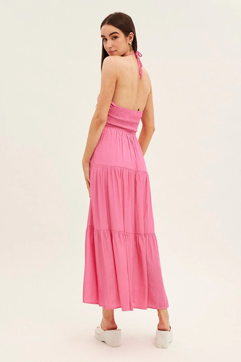 Pink Cut Out Maxi Dress