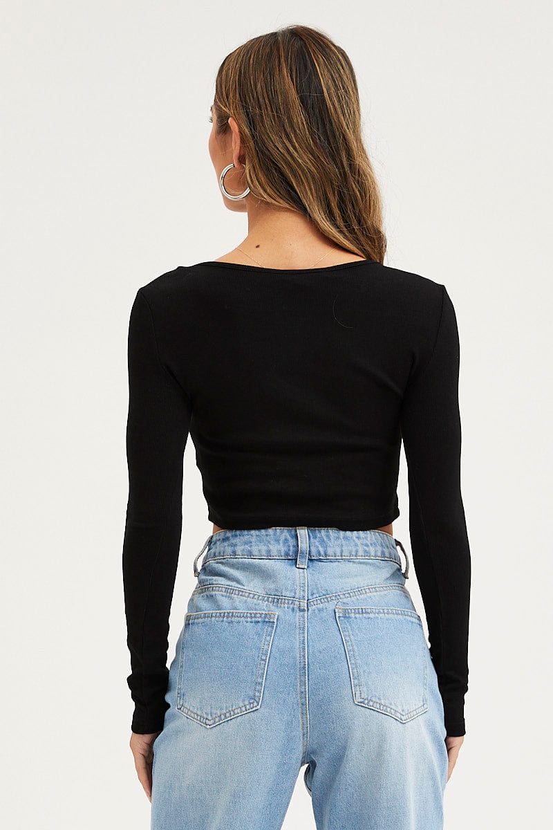 Black Basic Top Ribbed