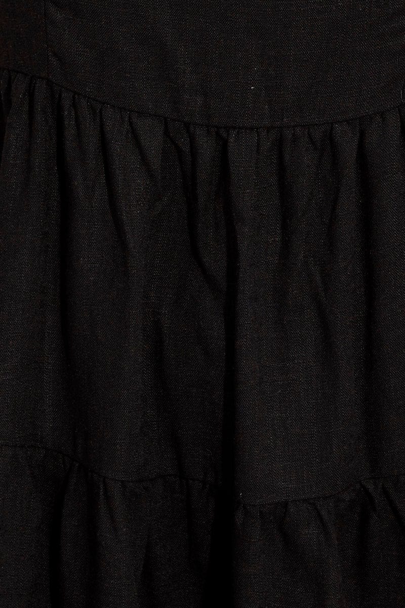 Black Skater Dress Short Sleeve Tiered