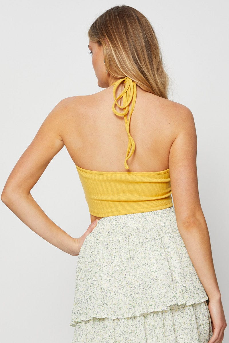 Yellow Halter Top Crop