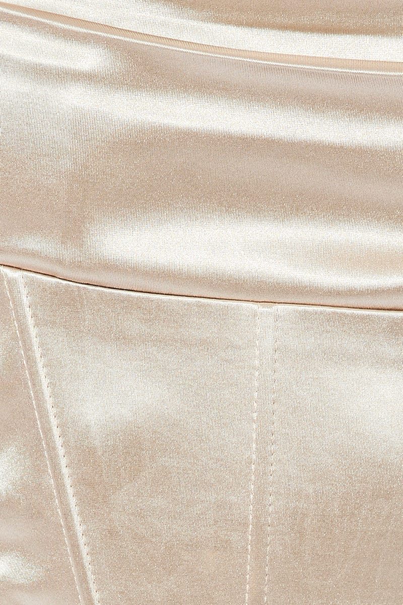 Beige Satin Cami Sleeveless Diamante Strap