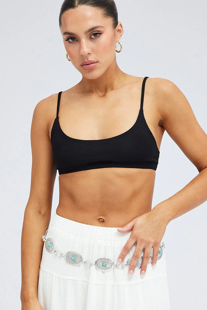 Silver Chain Studded Disk Circle Belt