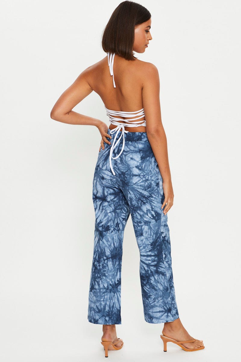 Multi Tie Dye Wide Leg Jean