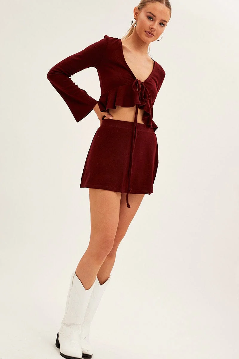 Brown Mini Skirt Low Rise