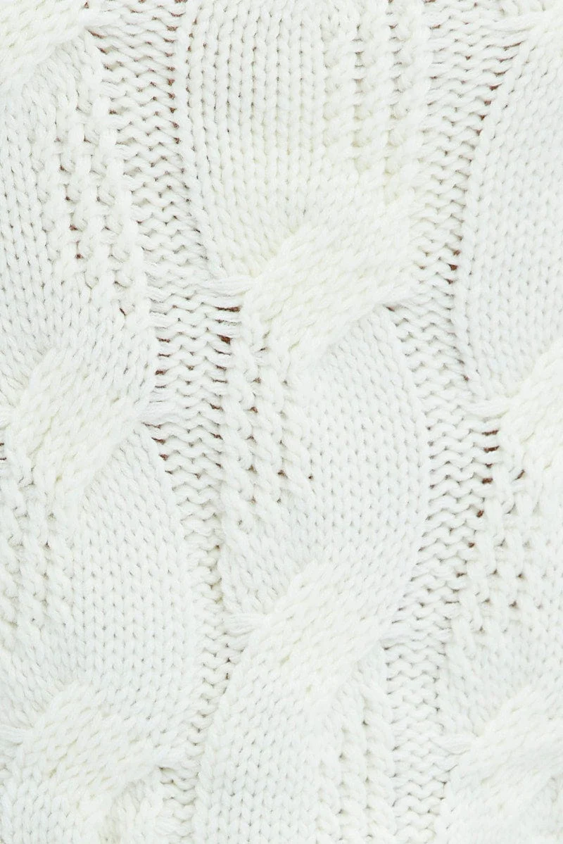 White Cable Knit Jumper Long Sleeve