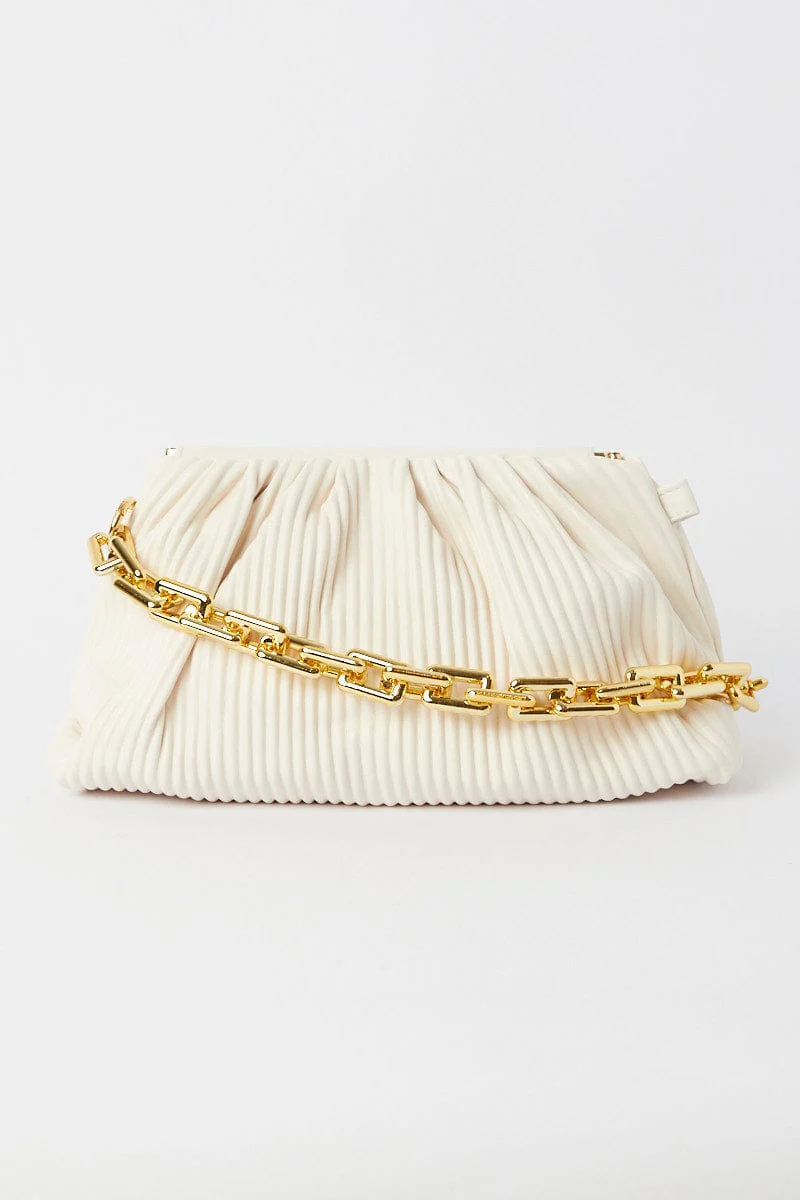 White Ruched Crossbody Bag