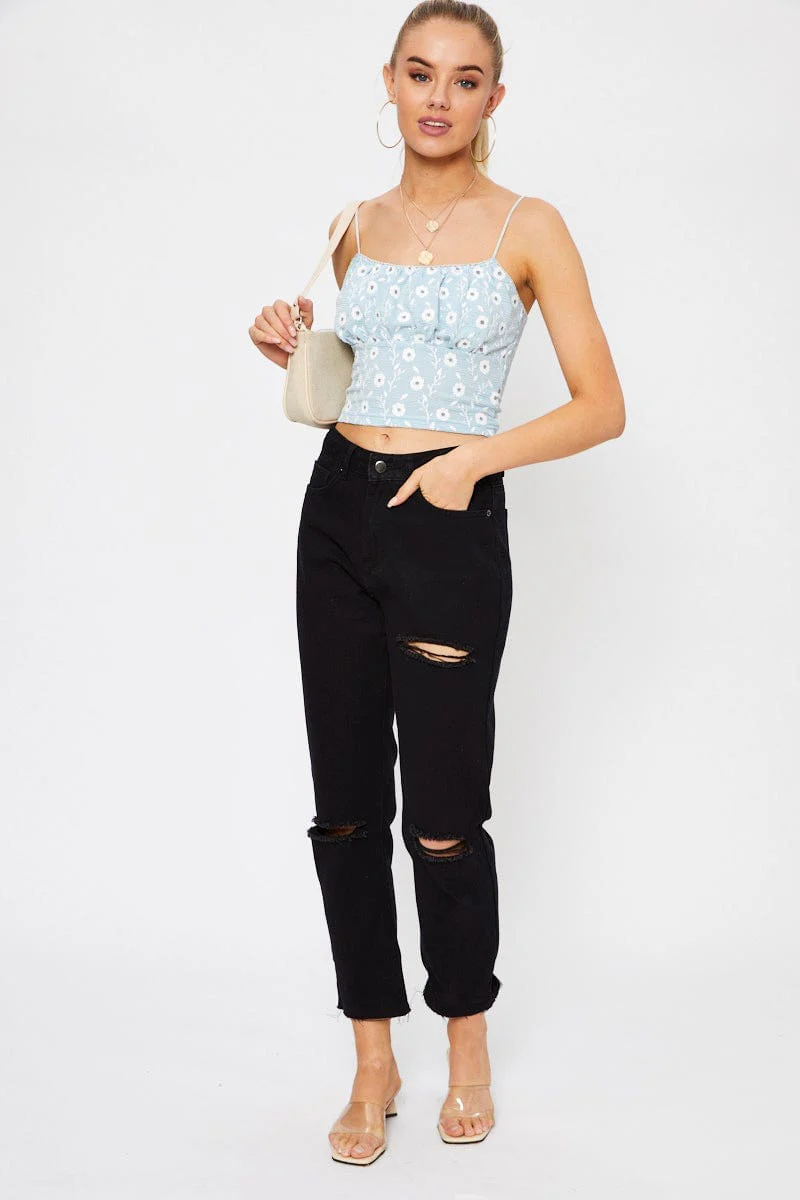 Print Ruched Cami Top