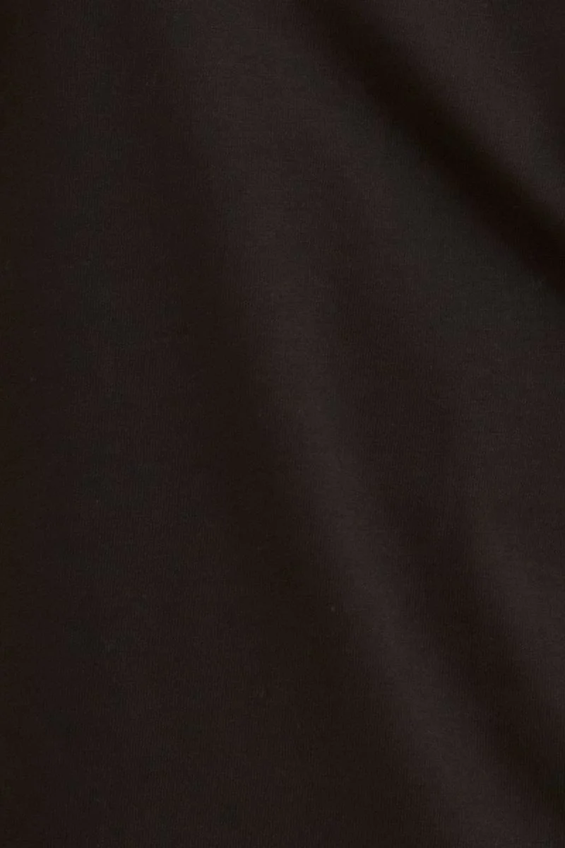 Black Relaxed T-Shirt Drop Shoulder Curved Hem Crew Neck