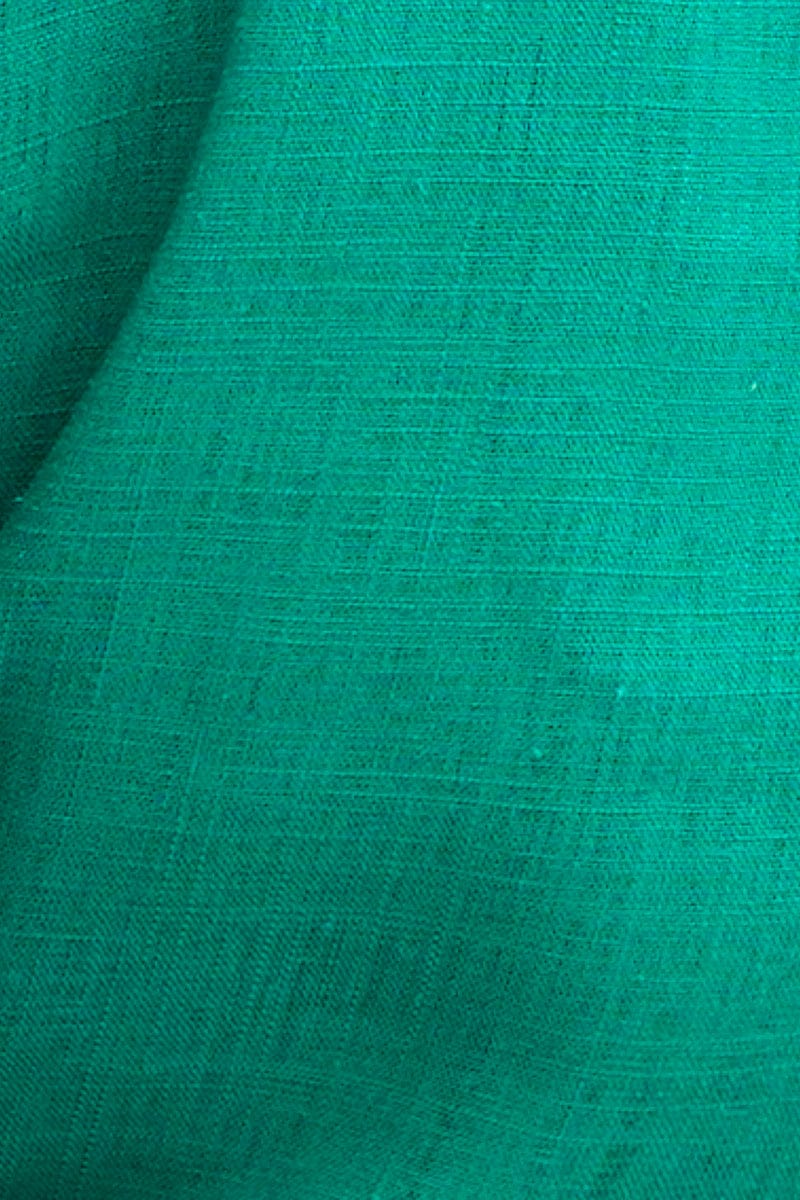 Green Tie Bolero Short Sleeve Linen Blend