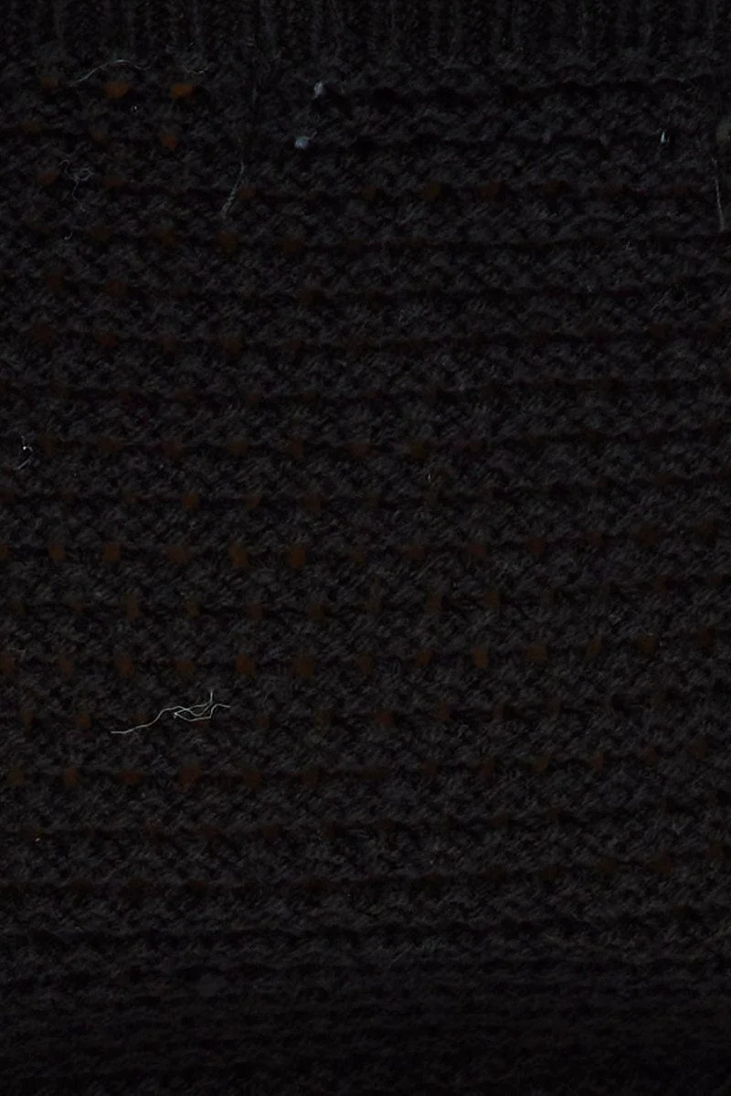 Black Crochet Singlet Top V Neck