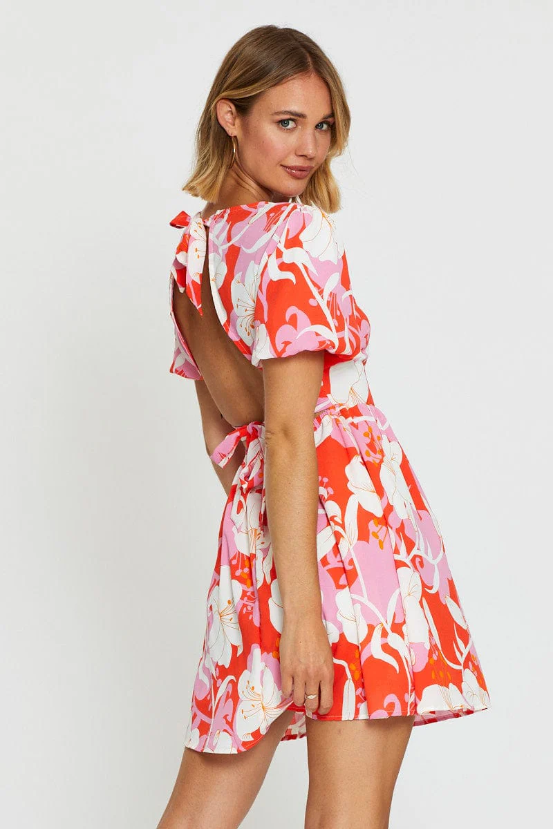 Print Mini Dress Short Sleeve