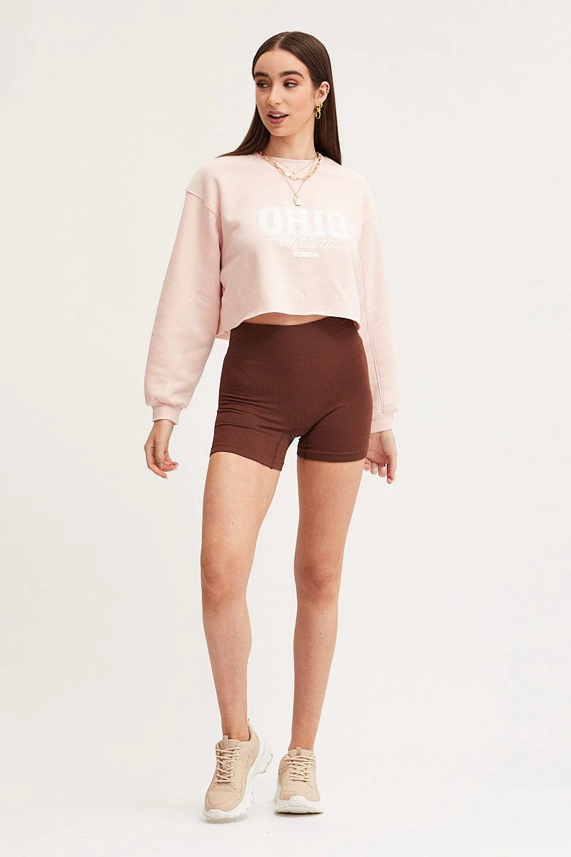 Pink Graphic T Shirt Short Sleeve Crop