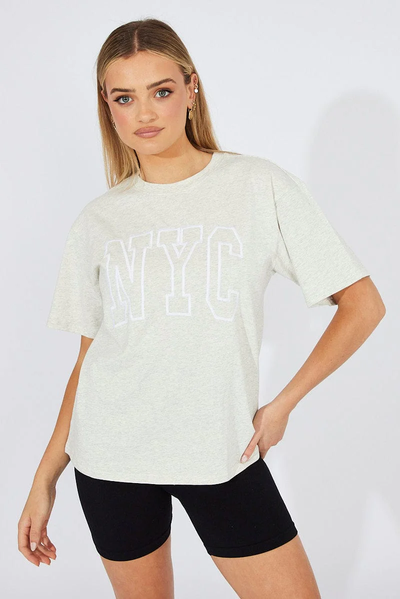 Grey Graphic Tee Short Sleeve