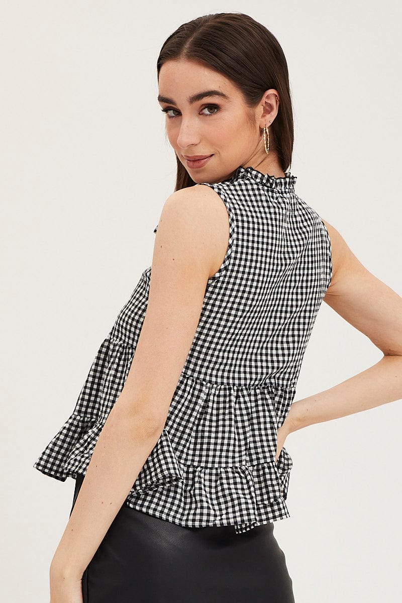 Check Gingham Wrap Top