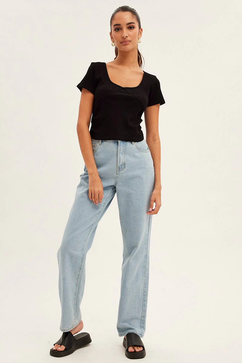 Black T Shirt Short Sleeve V Neck