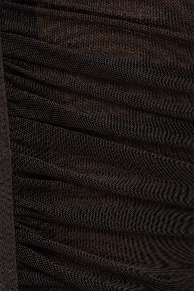 Black Corset Top Sleeveless Sweetheart Mesh Crop