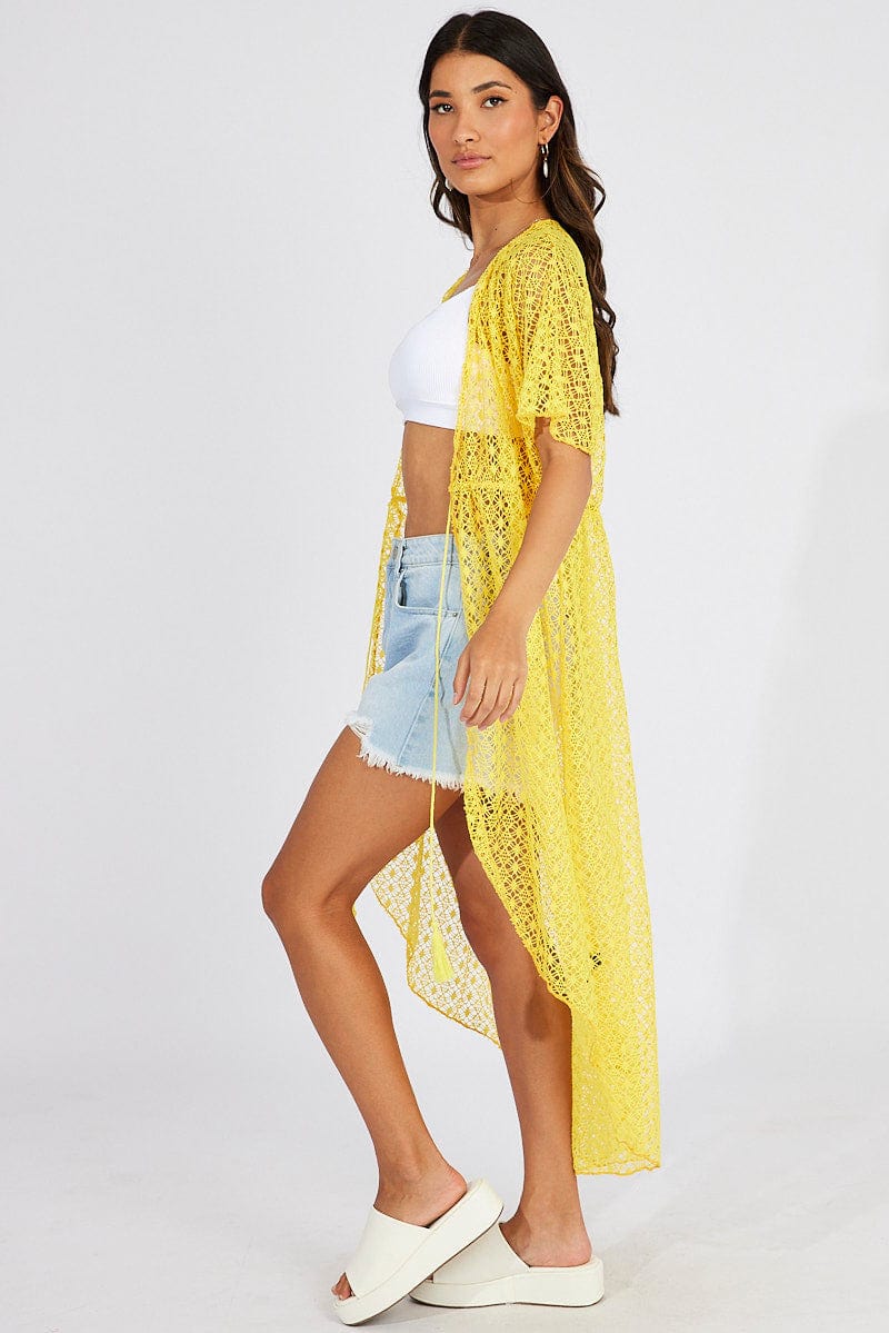 Yellow Crochet Cardigan Short Sleeve