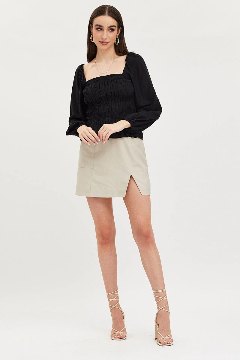 Black Peplum Top Long Sleeve