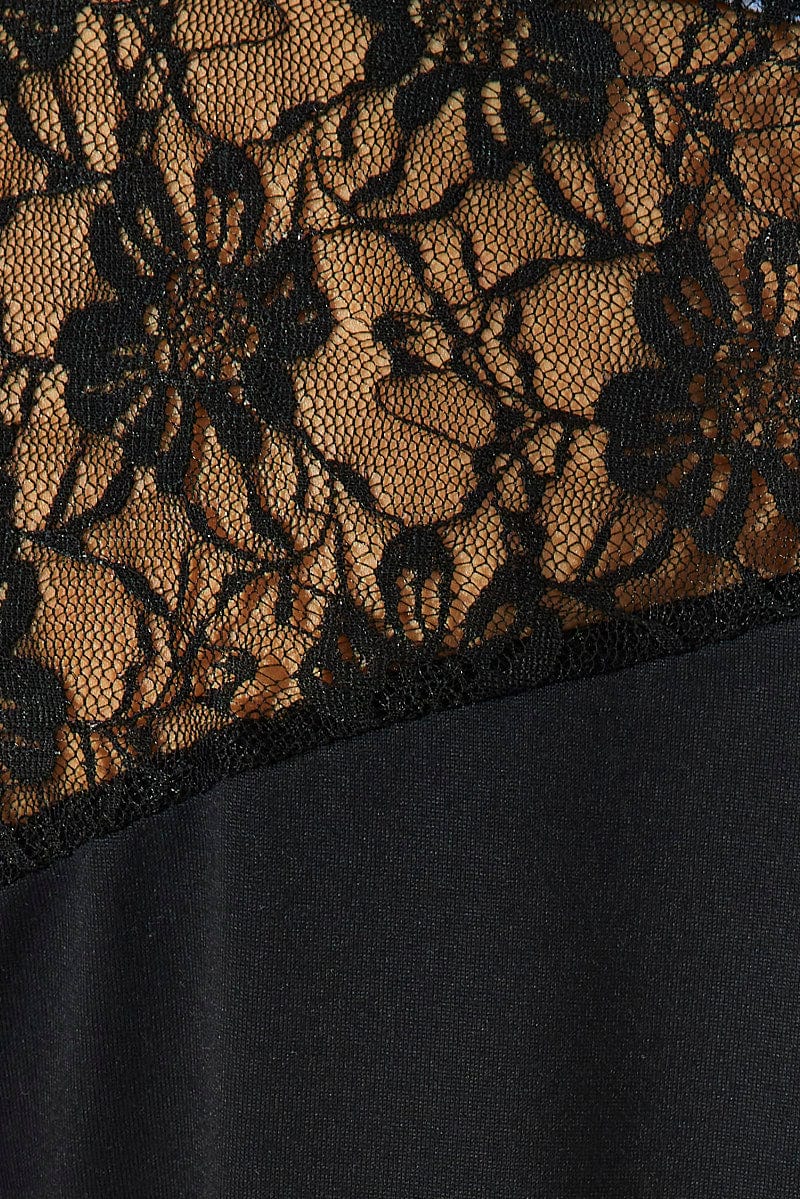 Black Supersoft Lace Top Short Sleeve