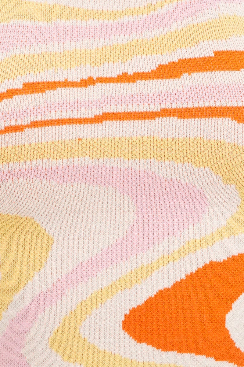 Print Marble Knit Top