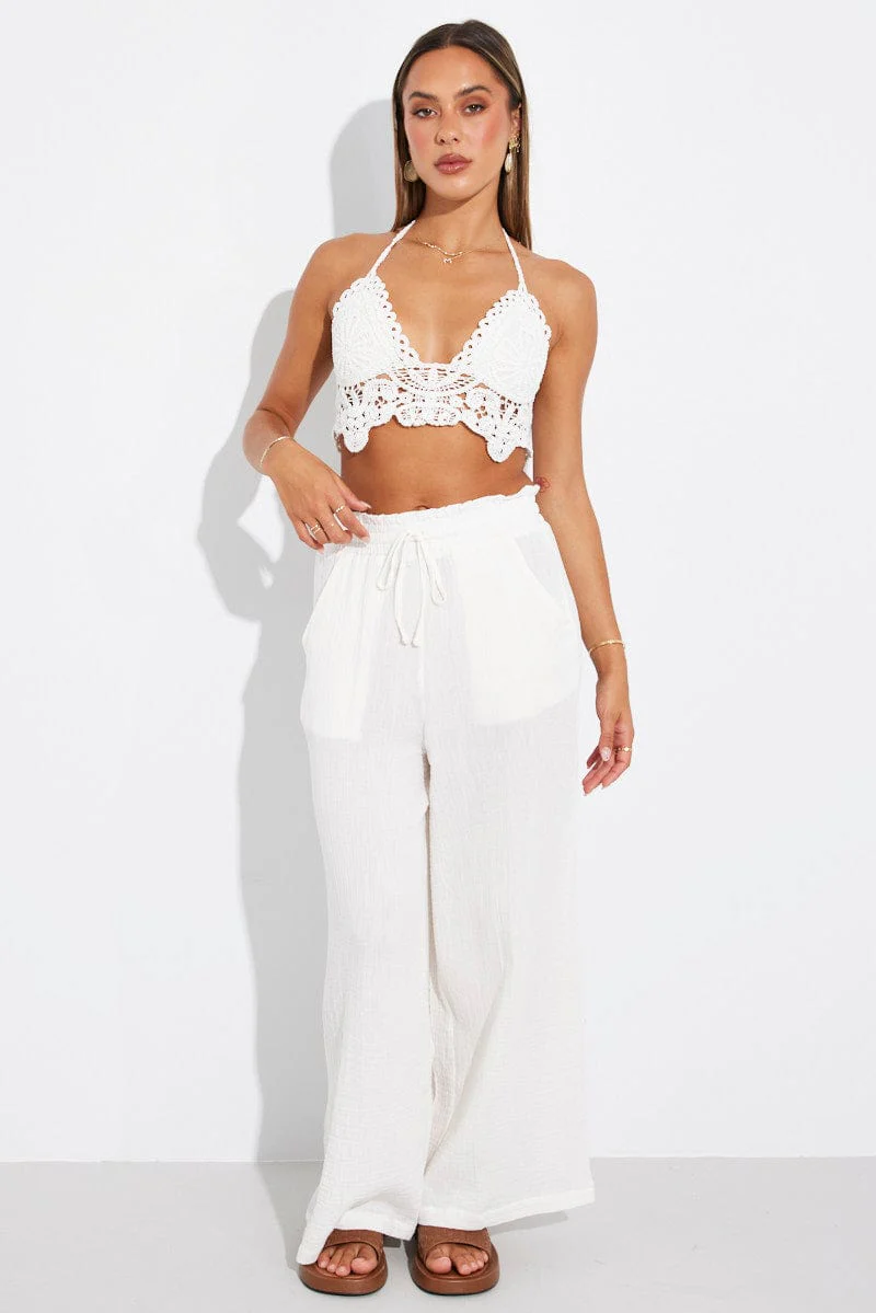 White Crochet Top
