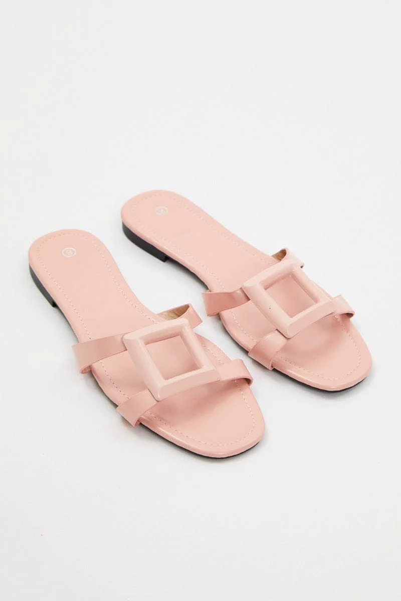 Pink Cut Out Detail Flat Slide