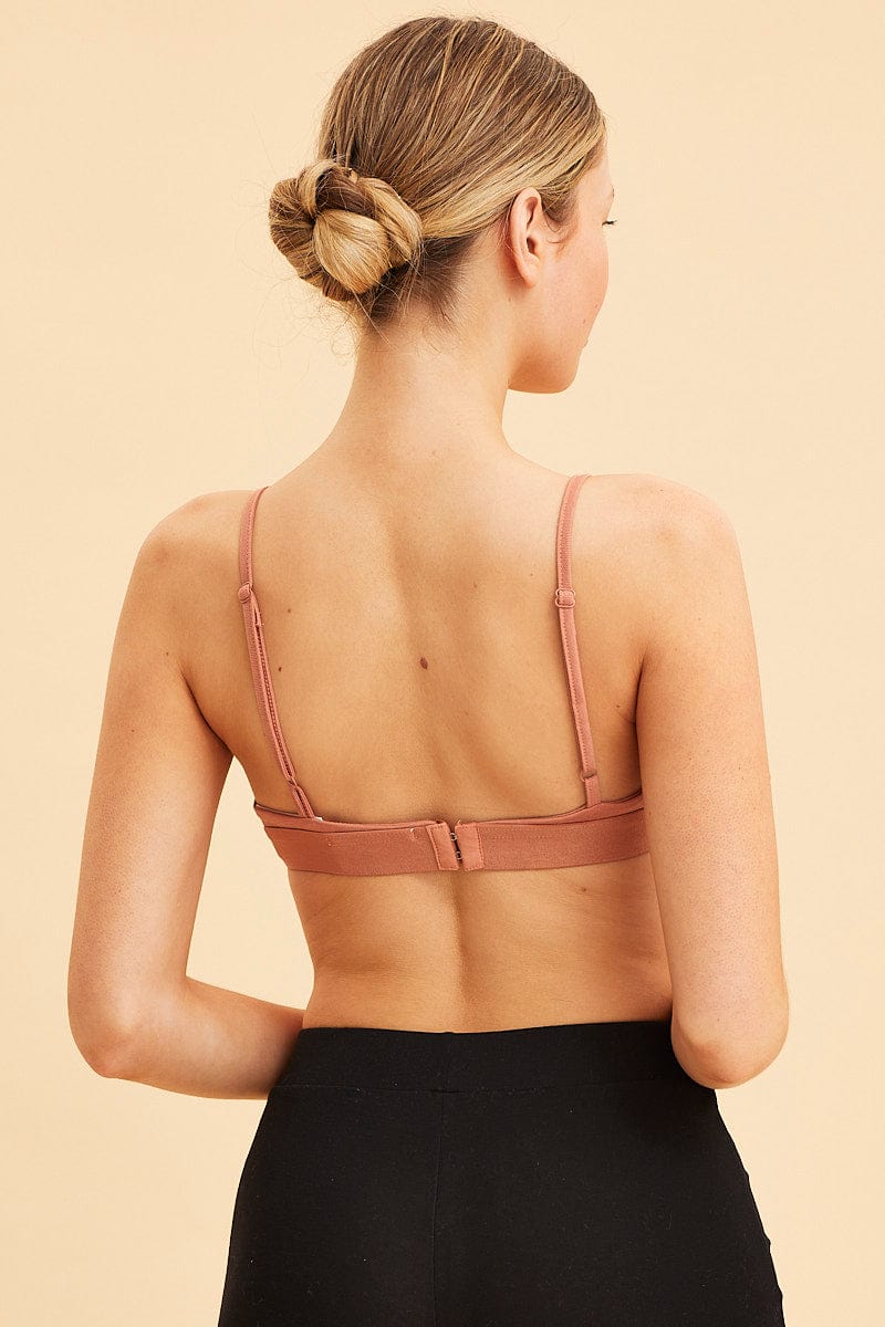 Brown Lou Cotton Stretch Triangle Bralette