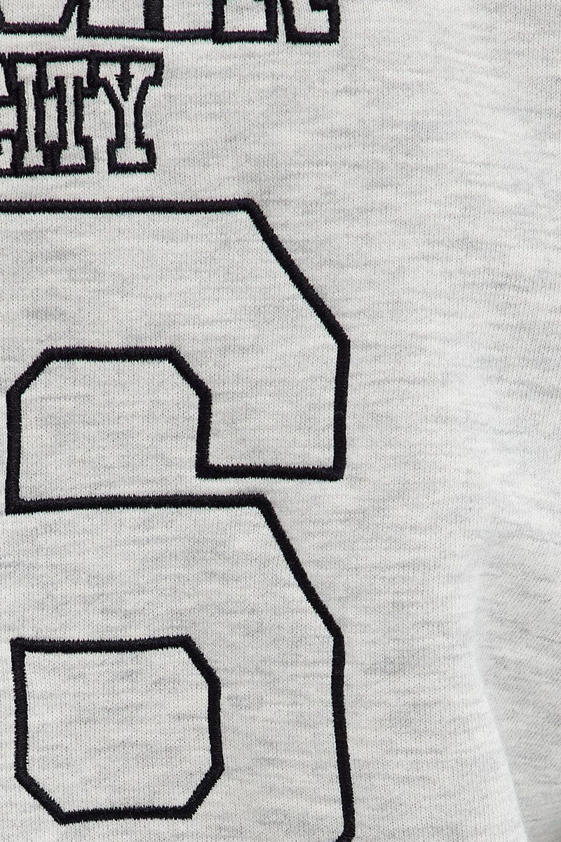 Grey Hoodie Zip Long Sleeve New York Embroidery
