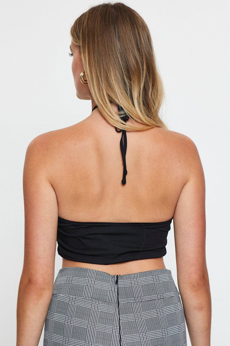 Black Basic Top Halter Neck