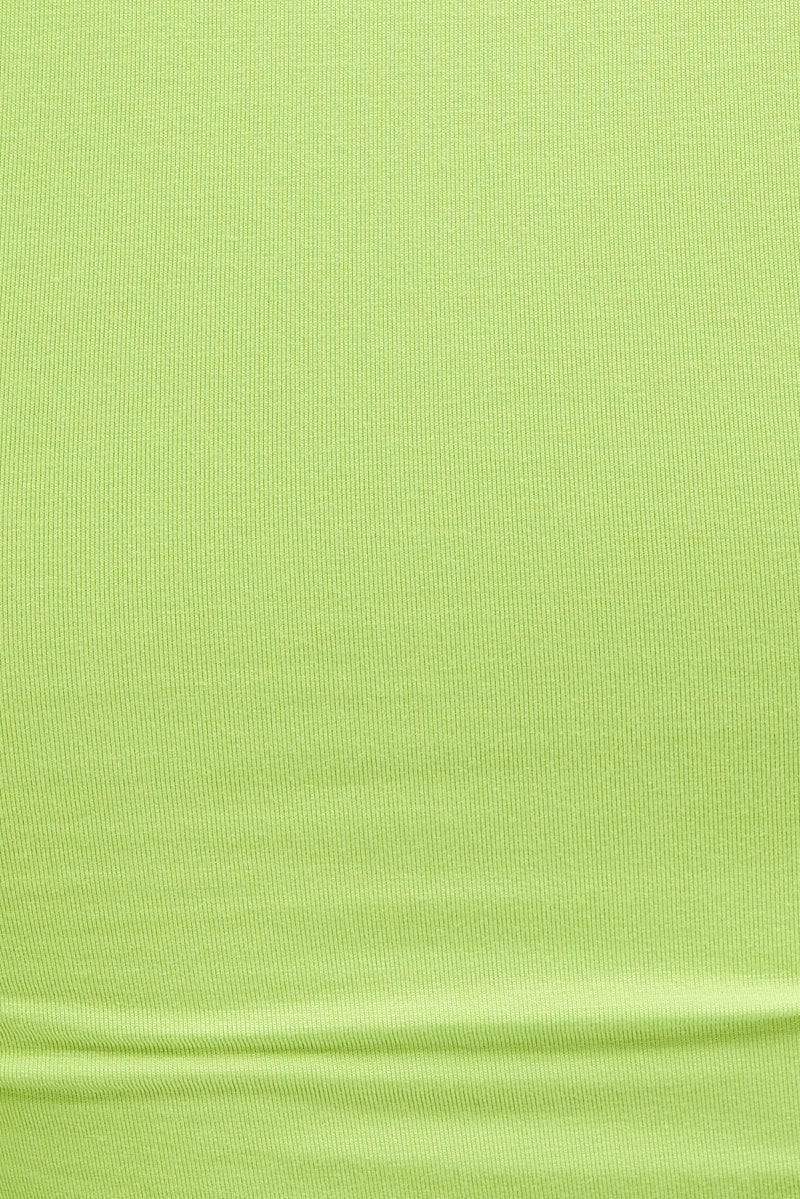 Green Top Long Sleeve Mock Neck Cold Shoulder Jersey