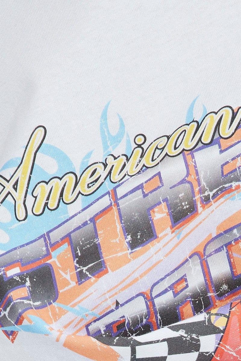 White Graphic Tee Short Sleeve Round Neck