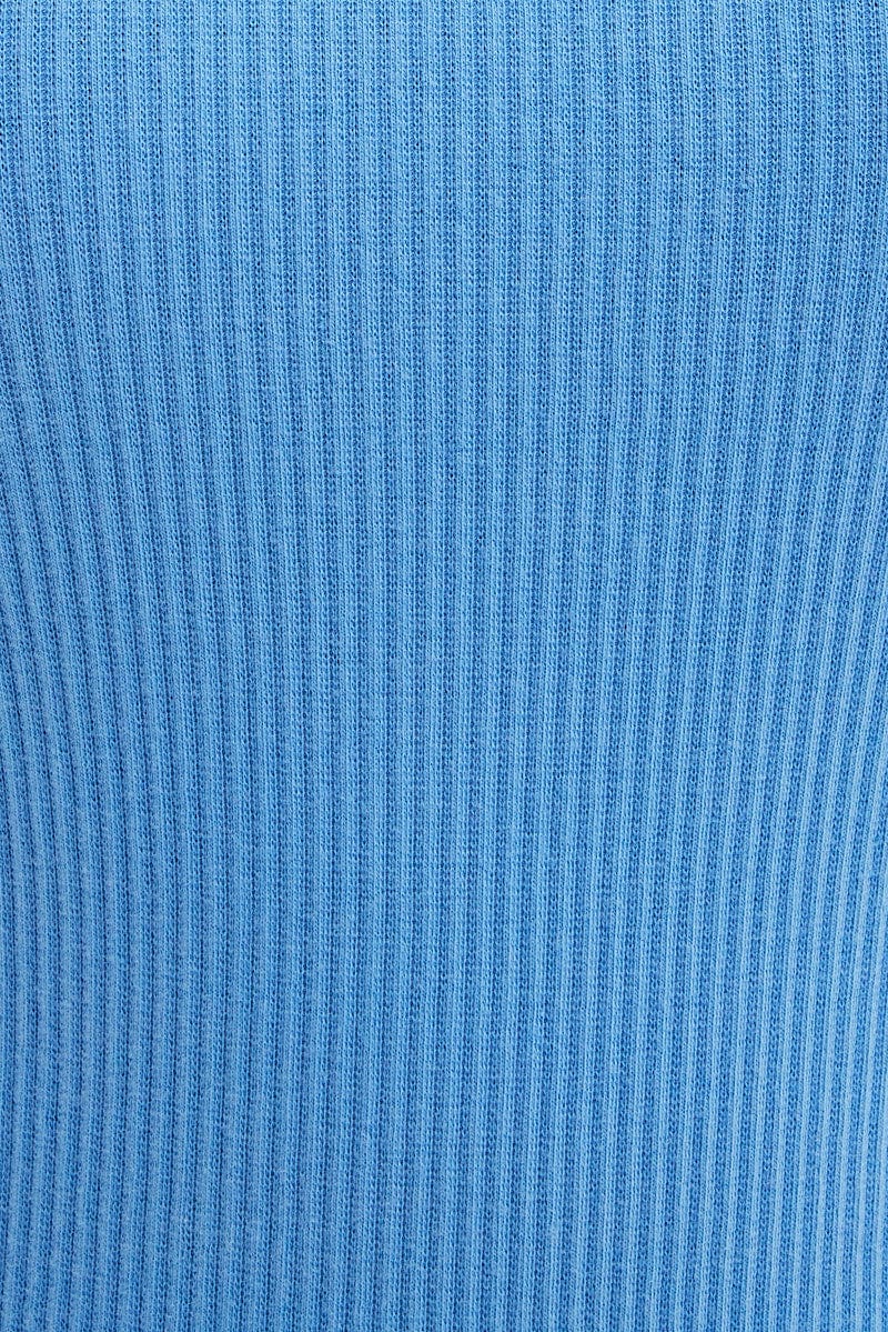 Blue Tank Top Sleeveless Crew Neck