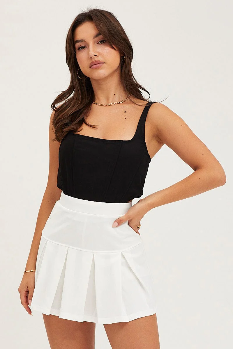 White High Waist Tennis Skirt