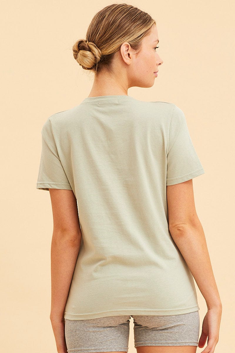 Green Cotton T-Shirt Crew Neck Regular Fit Cotton