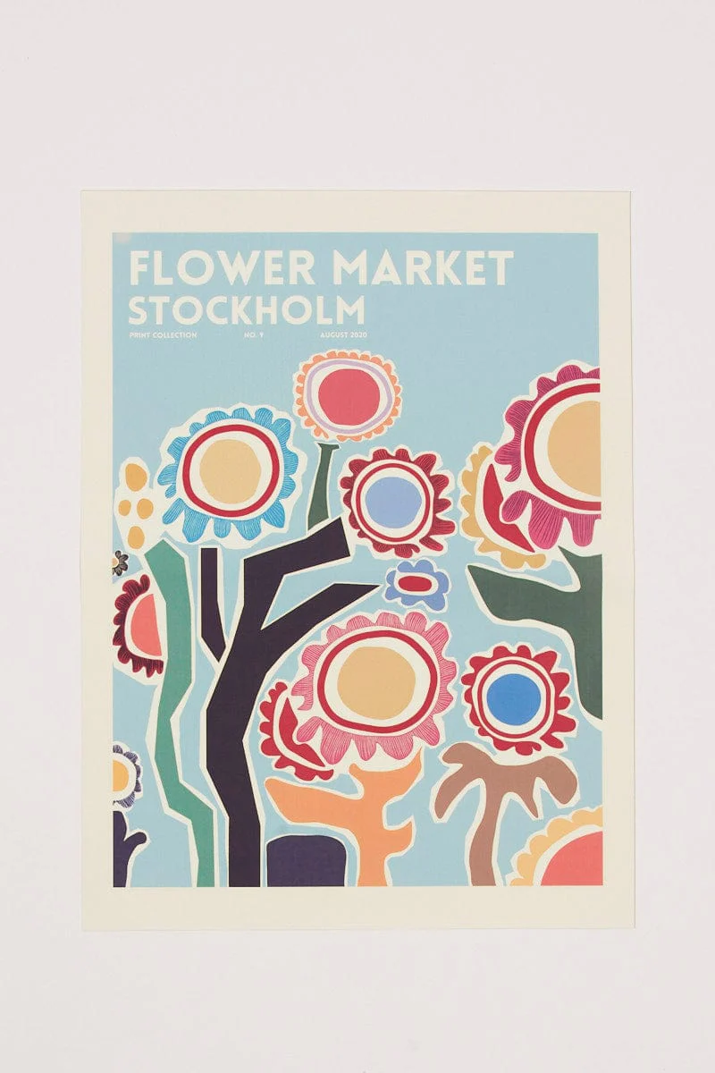 Print Flower Market Stockholm Abstract Print A3