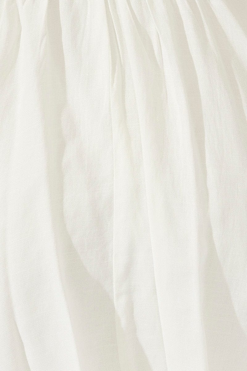 White Fit and Flare Dress Sleeveless Lace Trim