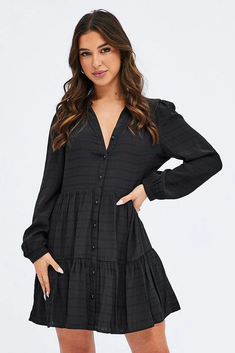 Black Shirts Dress Long Sleeve