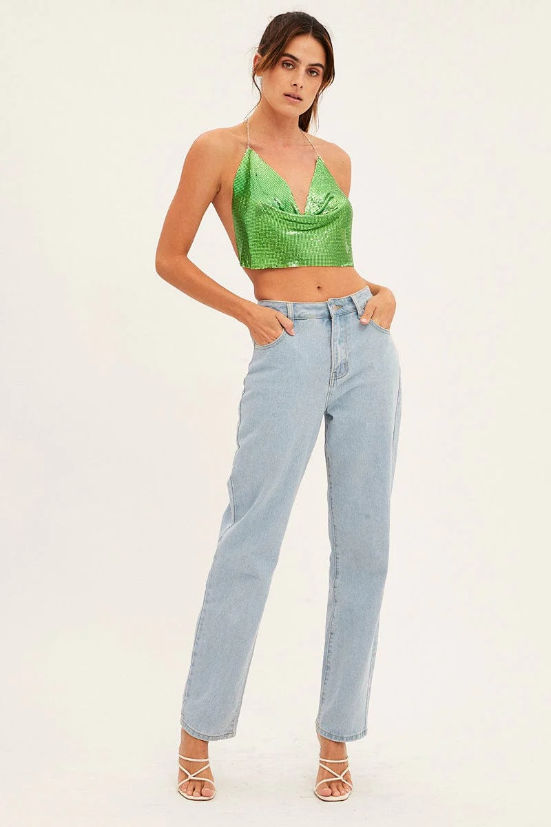 Green Chainmail Top Party Evening