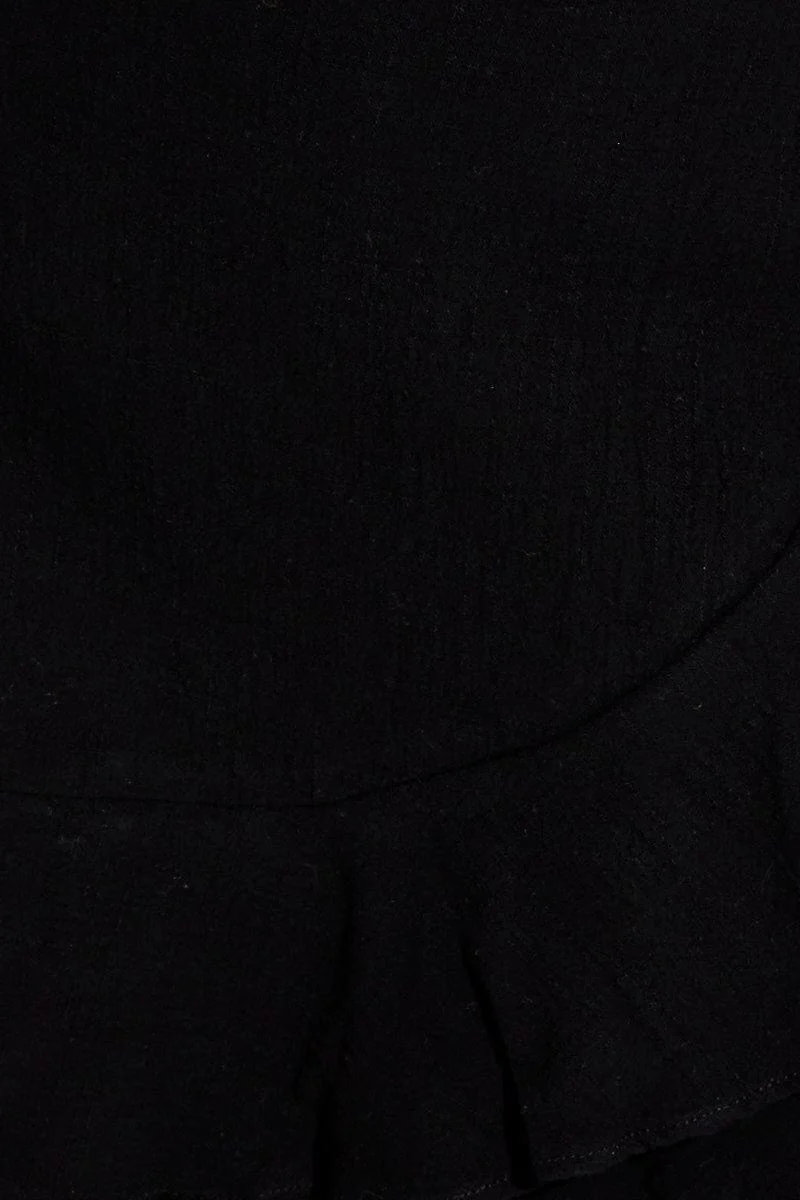 Black Wrap Shorts High Rise Cotton