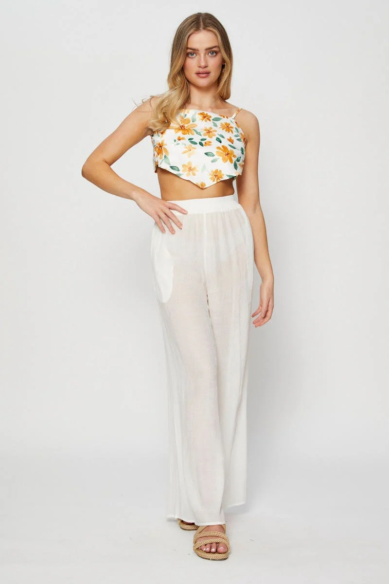 Print Scarf Top Sleeveless Halter