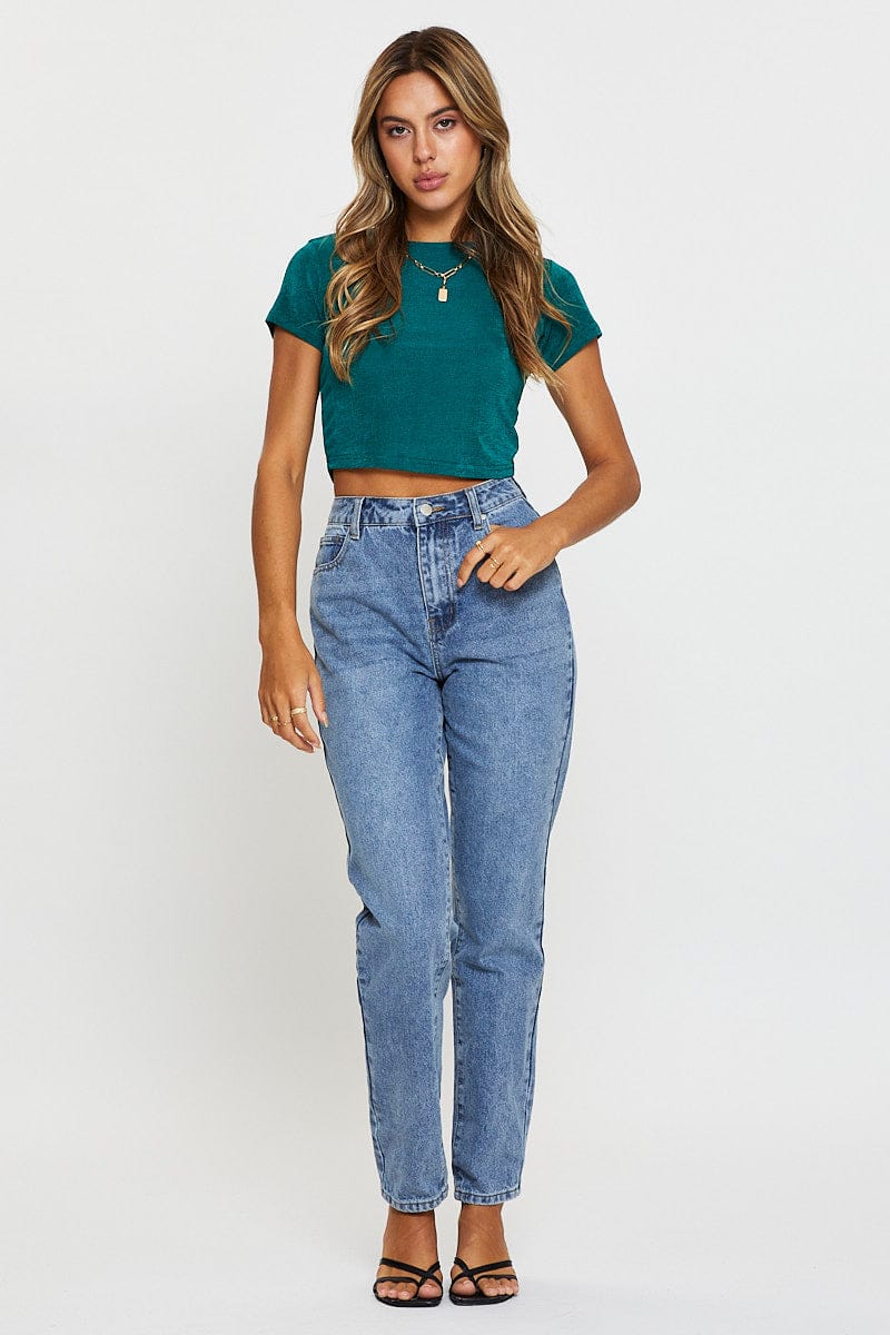 Green Crop Top Short Sleeve