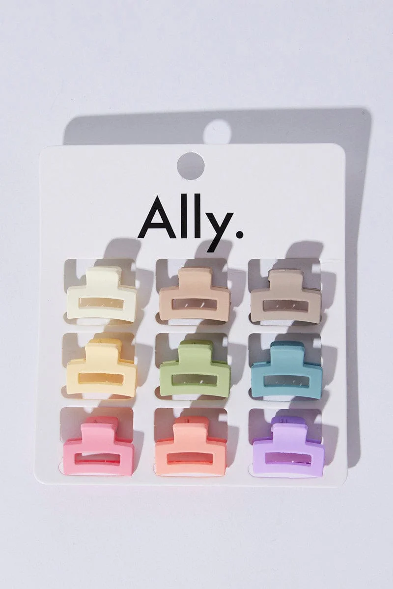 Multi 9 Pack Multi Rectangle Claw Clips